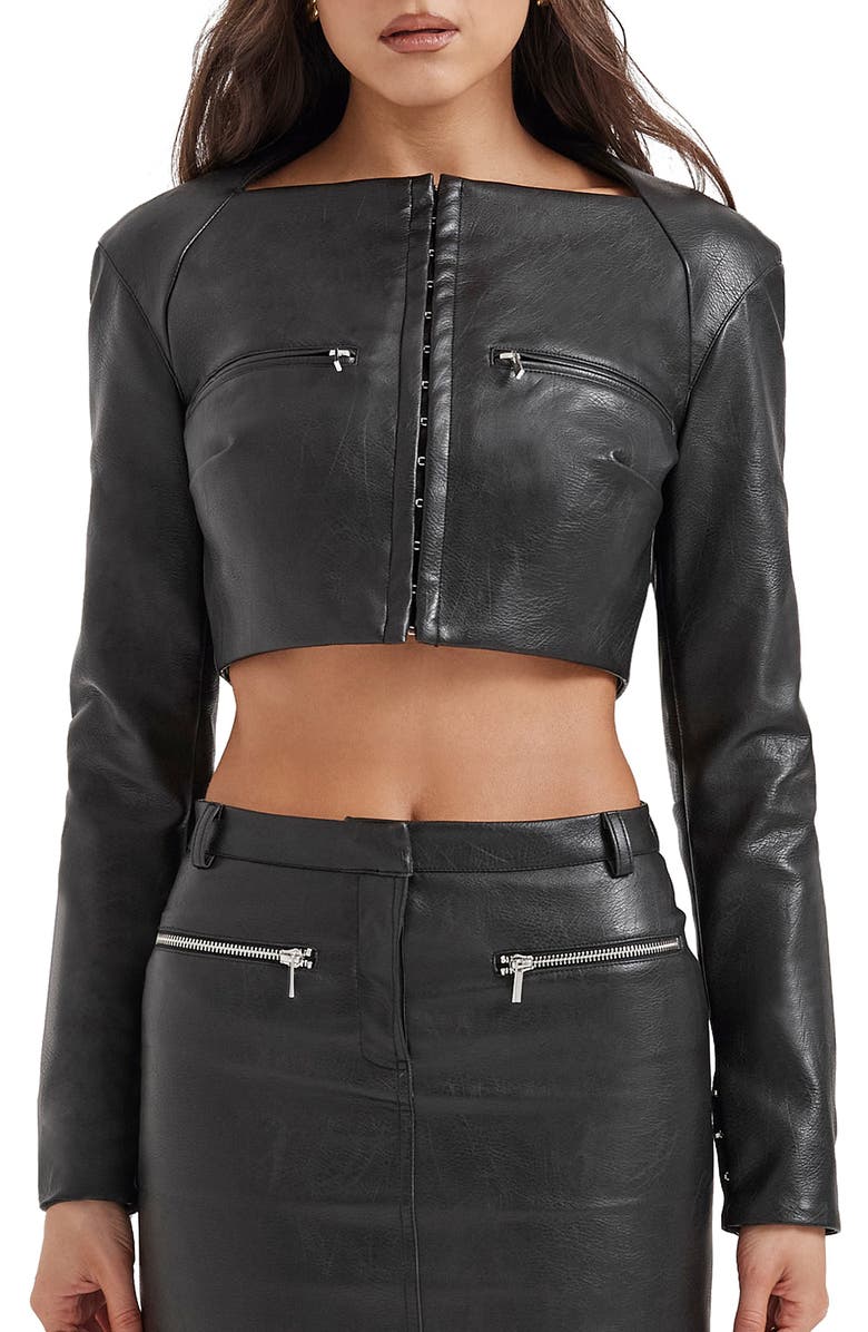 HOUSE OF CB Ione Crop Jacket, Main, color, Black