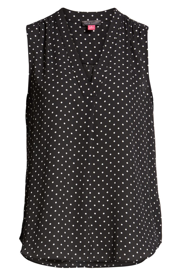 Polka Dot Sleeveless Blouse, Alternate, color, RICH BLACK