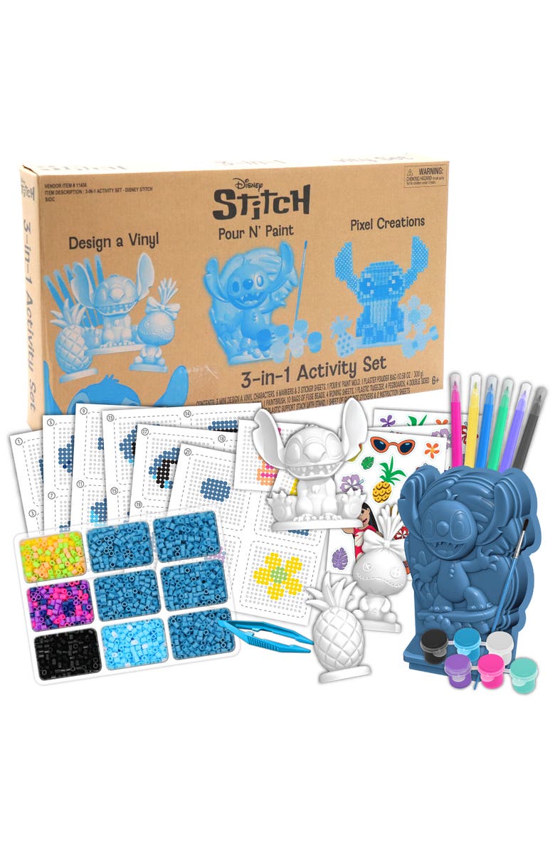 Disney 3 In 1 Activity Setm Disney Stitch, Craft Kit, 3 DIY Creations, Kids 6+, Main, color, Multicolored
