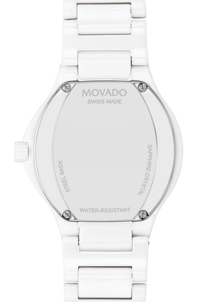 Movado SE Ceramic Bracelet Watch, 32mm, Alternate, color, White