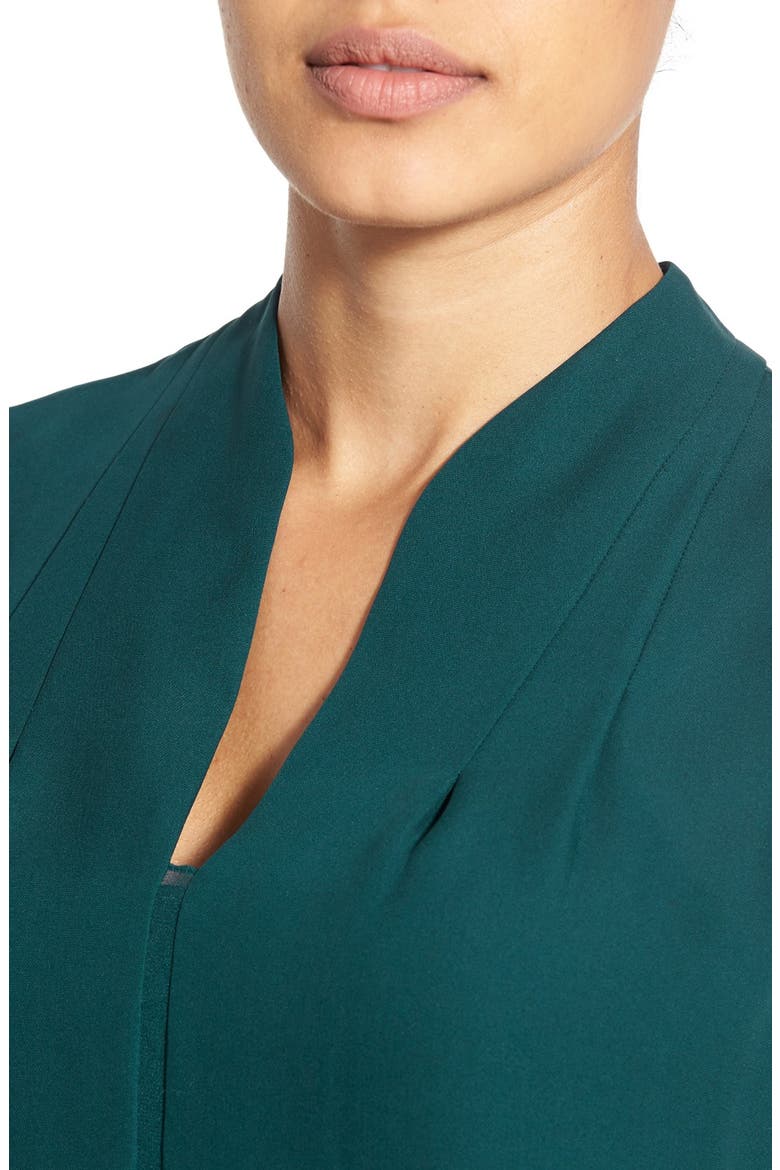 'Judith' Asymmetrical Silk Blouse, Alternate, color, LEAF