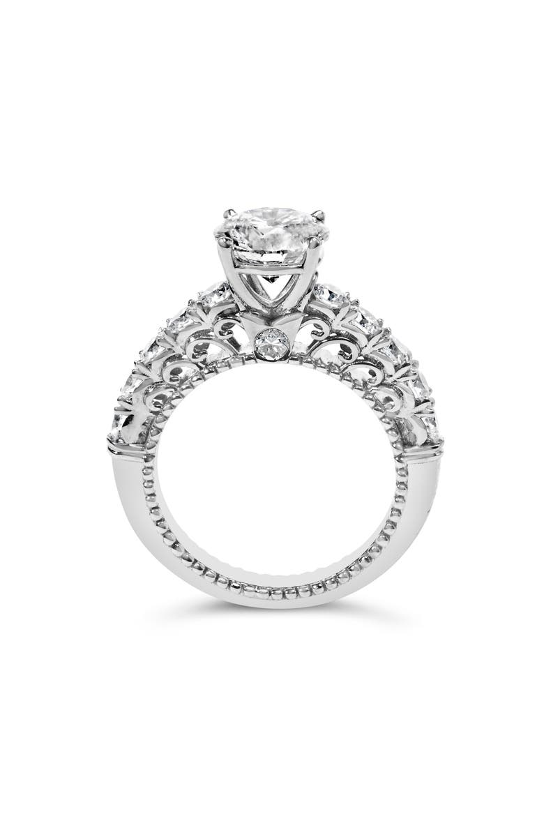14K White Gold 3 1/5 Cttw Lab Grown Diamond Vintage Style Engagement Ring, Alternate, color, White