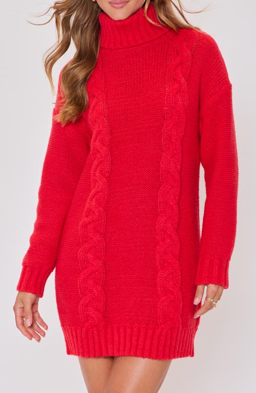 Vici Collection Olivia Turtleneck Long Sleeve Mini Sweater Dress In Red