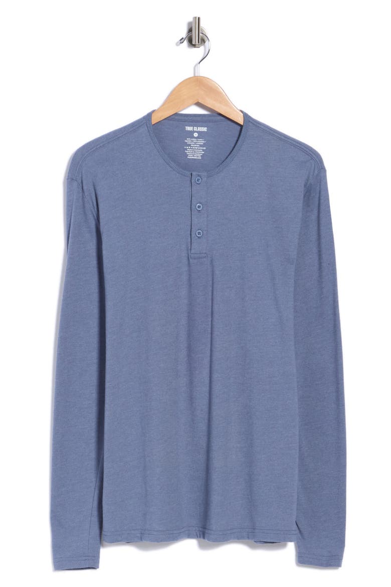 Classic Long Sleeve Henley, Main, color, DARK HEATHER VINTAGE NAVY