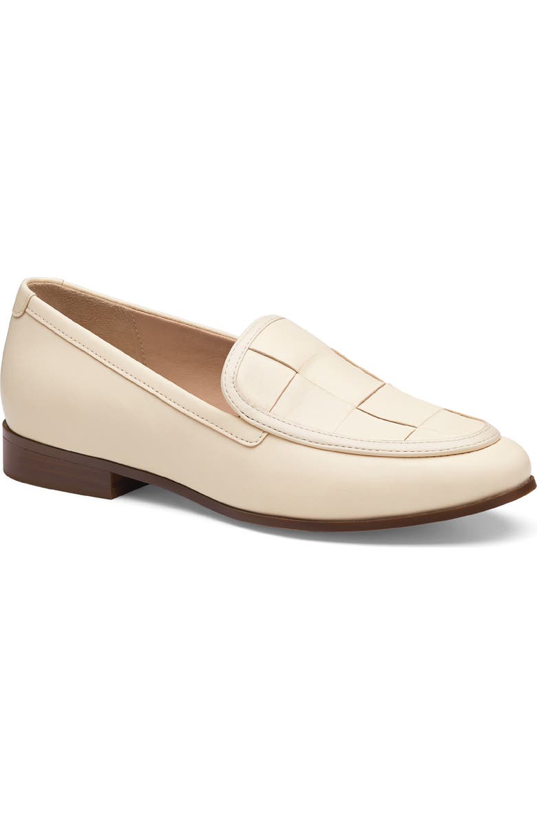 Johnston & Murphy Ali Woven Loafer, Main, color, Bone Nappa Leather
