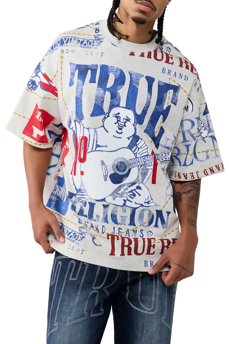 No. 1 Print Oversized Graphic T-Shirt, Main, color, NATURAL