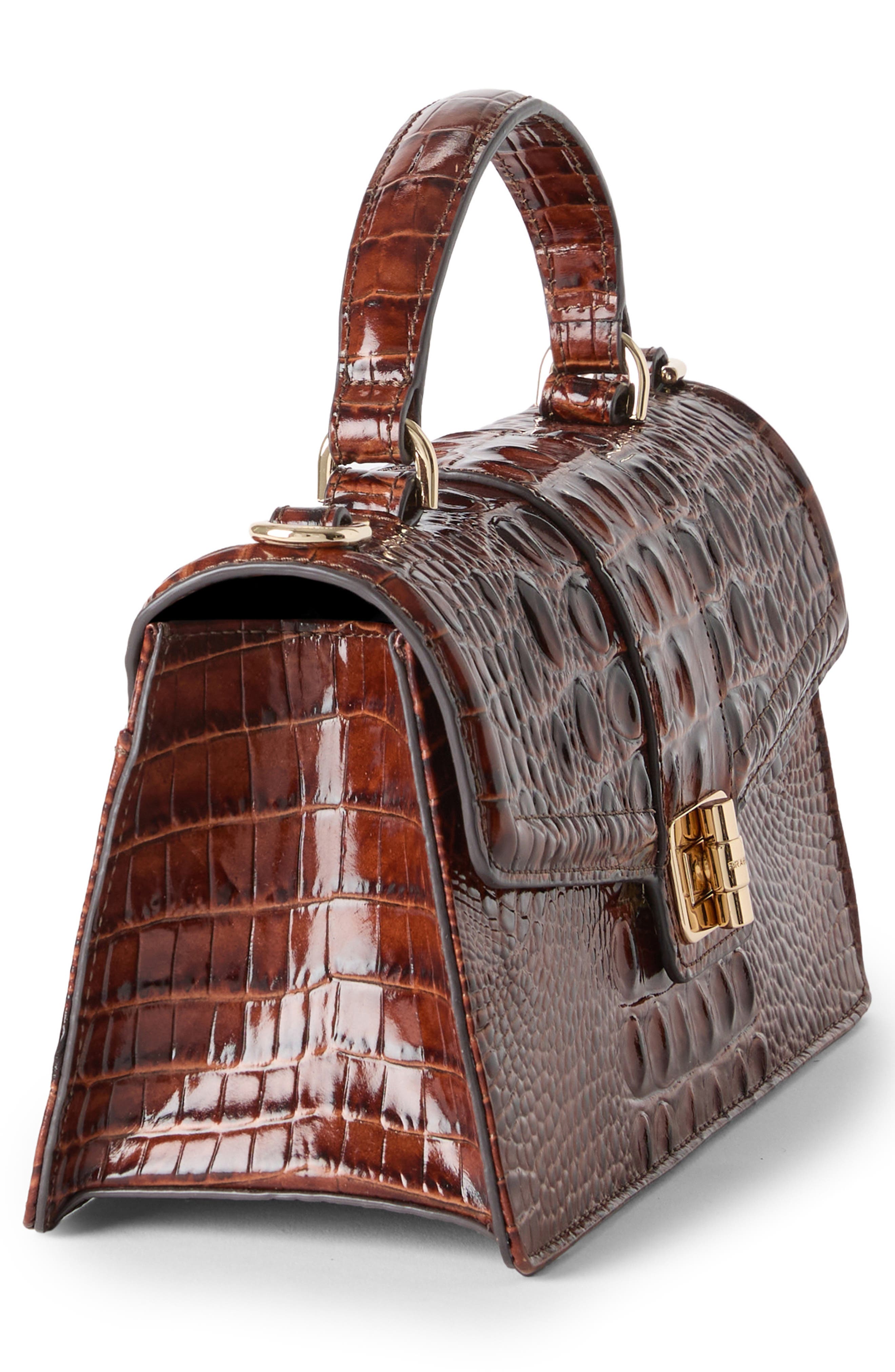 Genie Embossed Leather Top Handle Bag, Alternate, color, PECAN