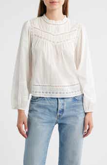 Rails Reyna Lace Inset Cotton Peasant Top