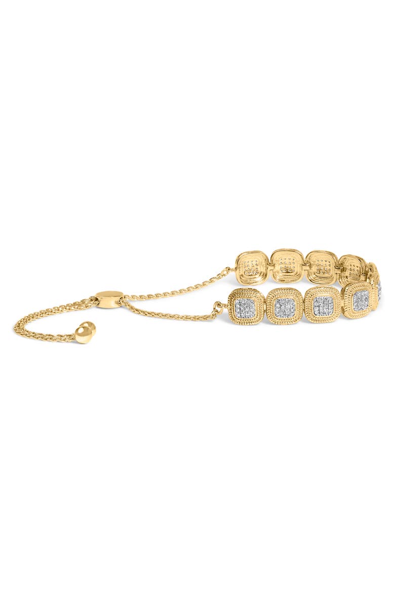 14k Yellow Gold Plated Silver 5/8 Cttw Diamond Composite Frame Bolo Bracelet, Alternate, color, Yellow