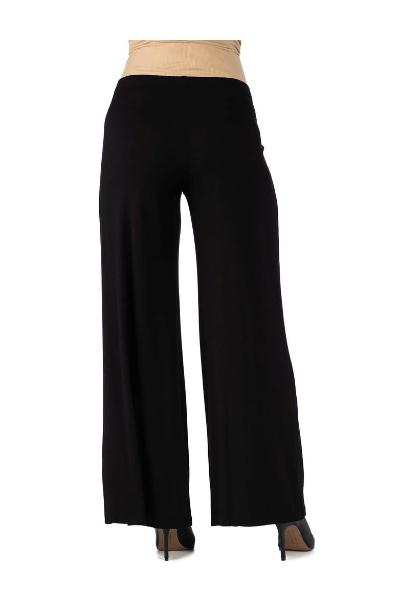 24seven Comfort Apparel Maternity Solid Color Palazzo Pants, Alternate, color, Black