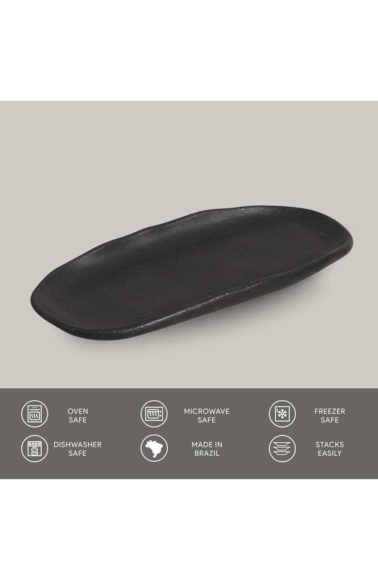 Porto Brasil Shallow Organic Oval Platter Mini Set of 4, Alternate, color, Matte Black