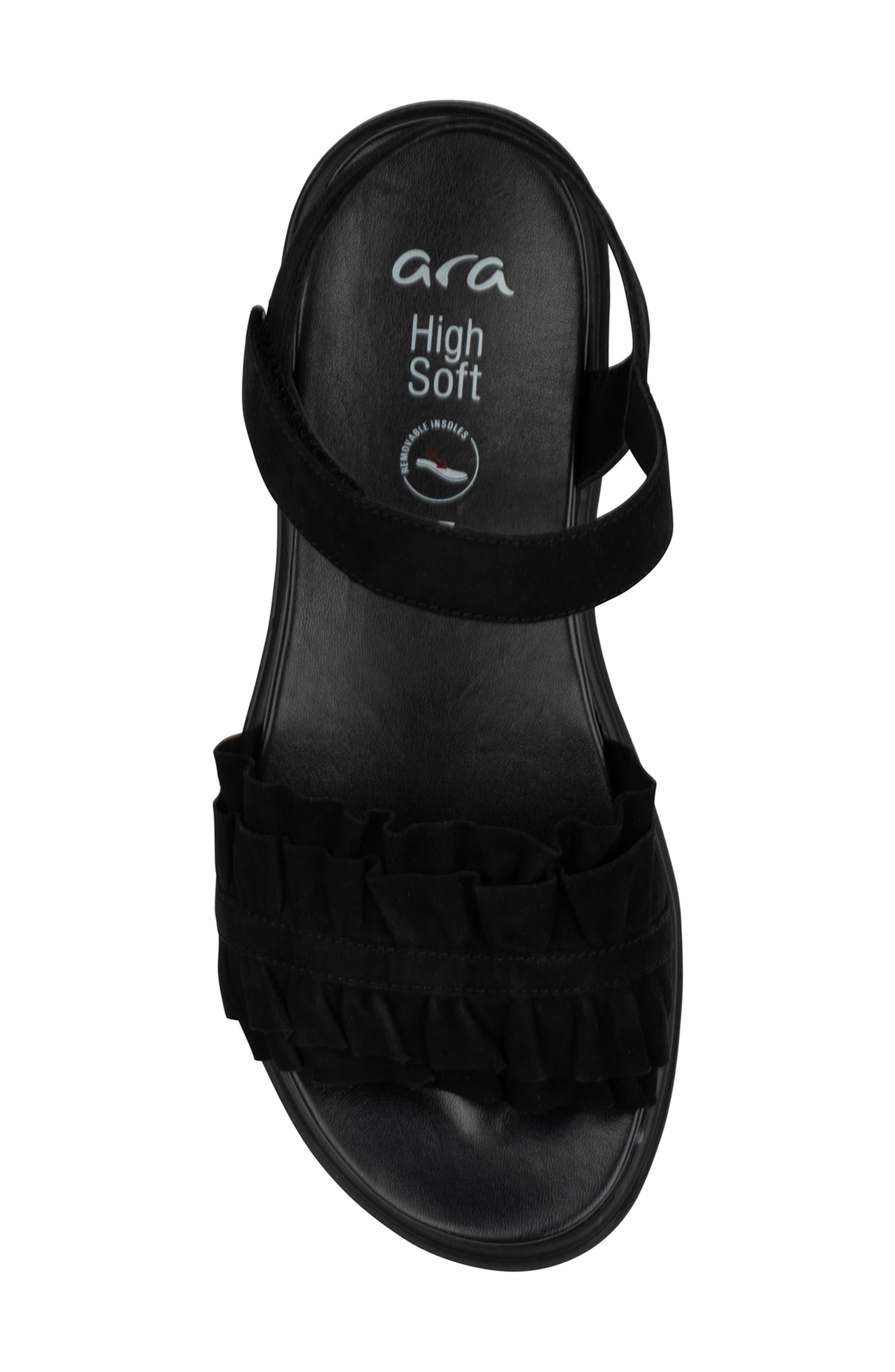 ara Benton Ruffle Platform Sandal, Alternate, color, Black