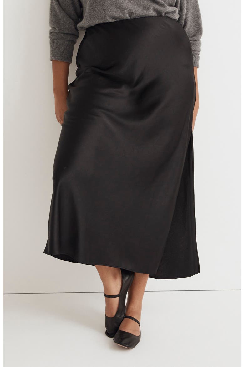 Satin Slip Skirt, Alternate, color, TRUE BLACK