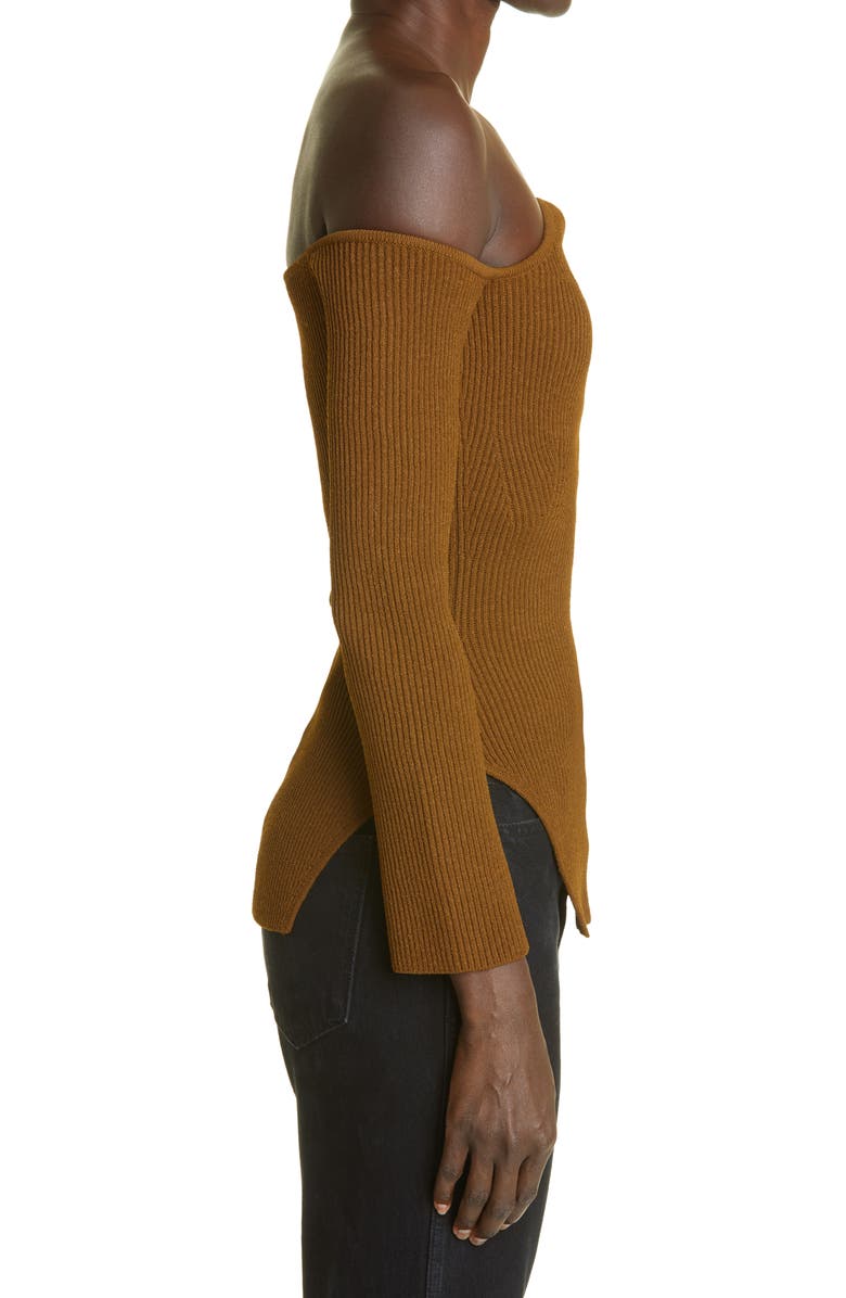 Khaite The Maria Off the Shoulder Rib Sweater, Alternate, color, 