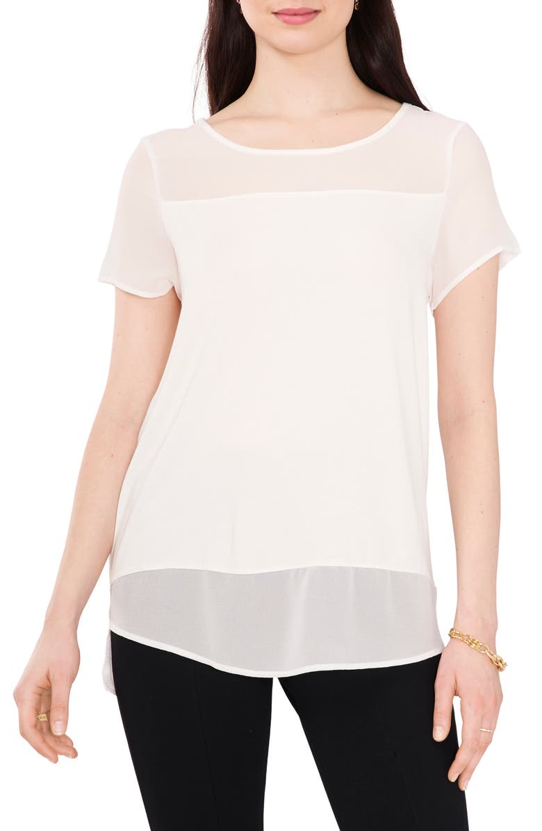 Chaus Mixed Media Blouse, Main, color, White