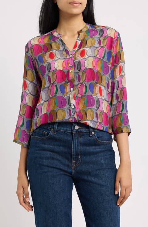 Mandarin Collar Button-Down Shirt