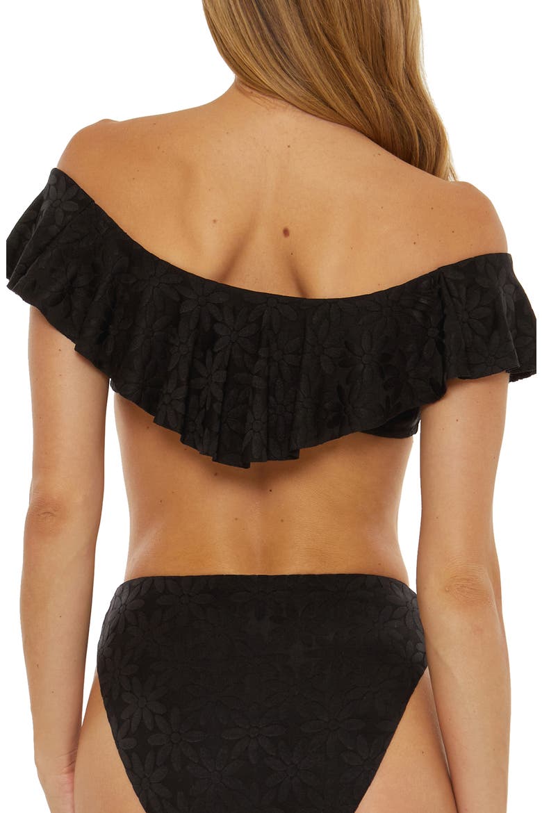Joplin Off the Shoulder Bandeau Bikini Top, Alternate, color, BLACK