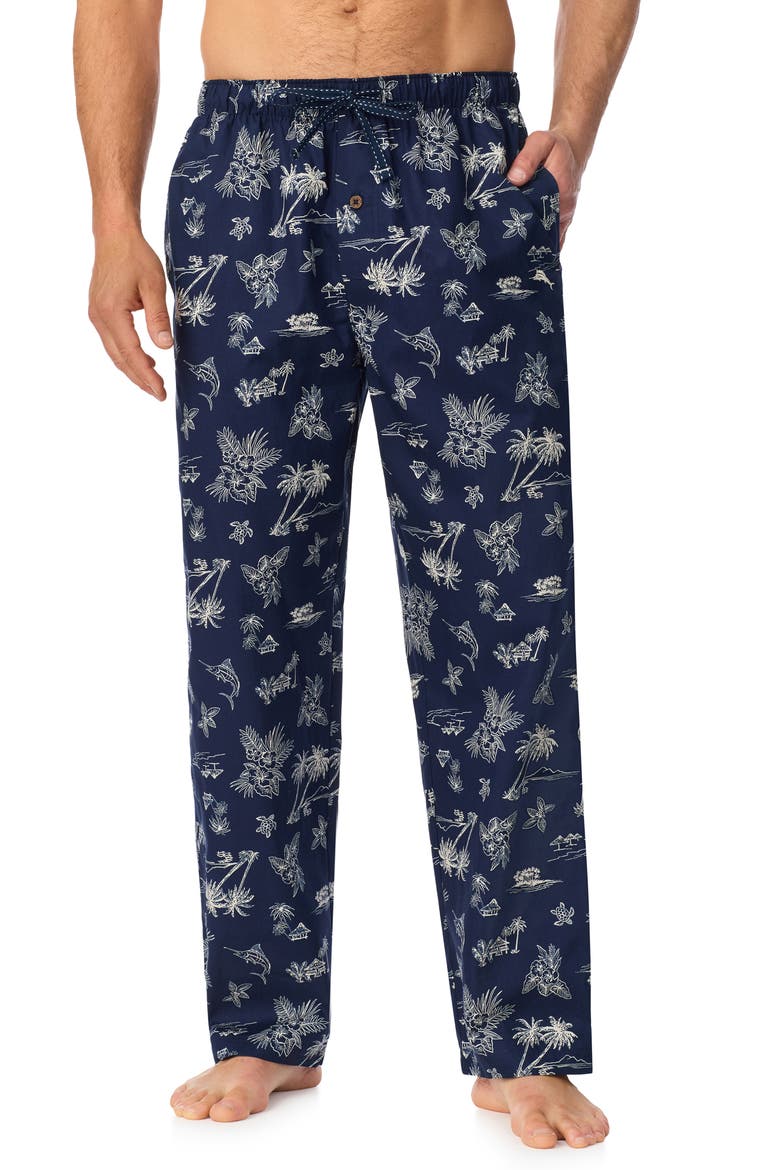 Plaid Cotton Pajama Pants, Main, color, NAVY PRT