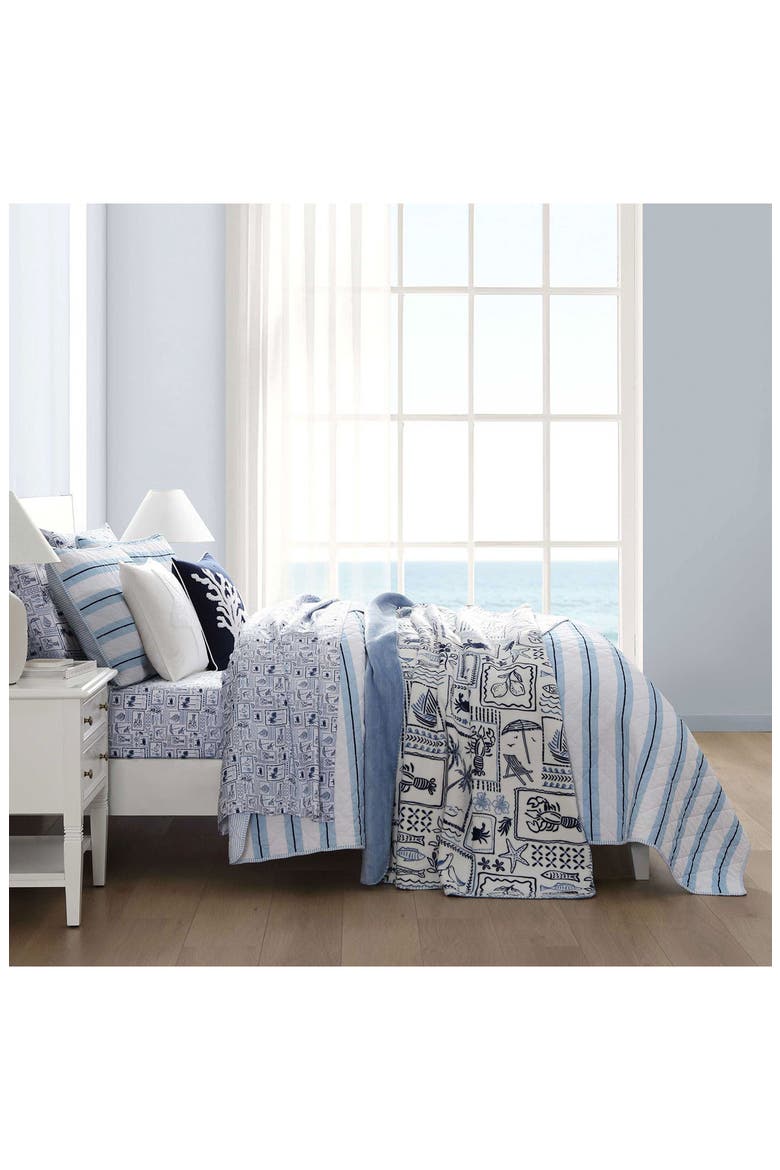 Tim Stripe Reversible Cotton Comforter & Sham Set, Alternate, color, BLUE MULTI