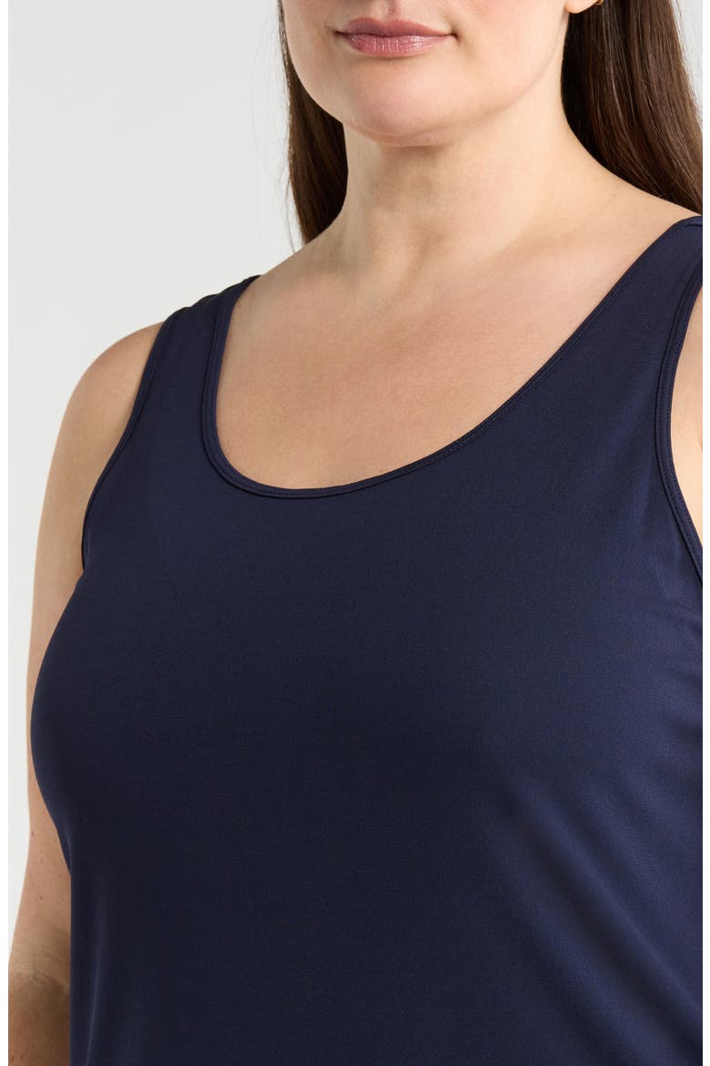 Slim Fit Scoop Neck Silk Tank, Alternate, color, INK