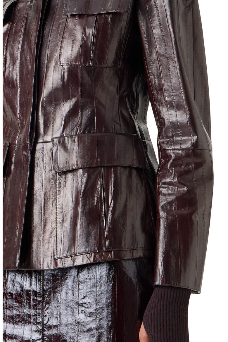Kimia Lacquered Leather Jacket, Alternate, color, COFFEE