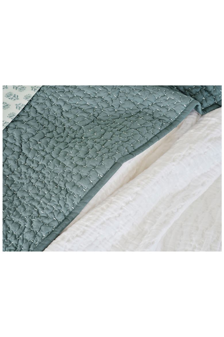 Pebbled Handstitched Organic Cotton Quilt, Alternate, color, LAGOON