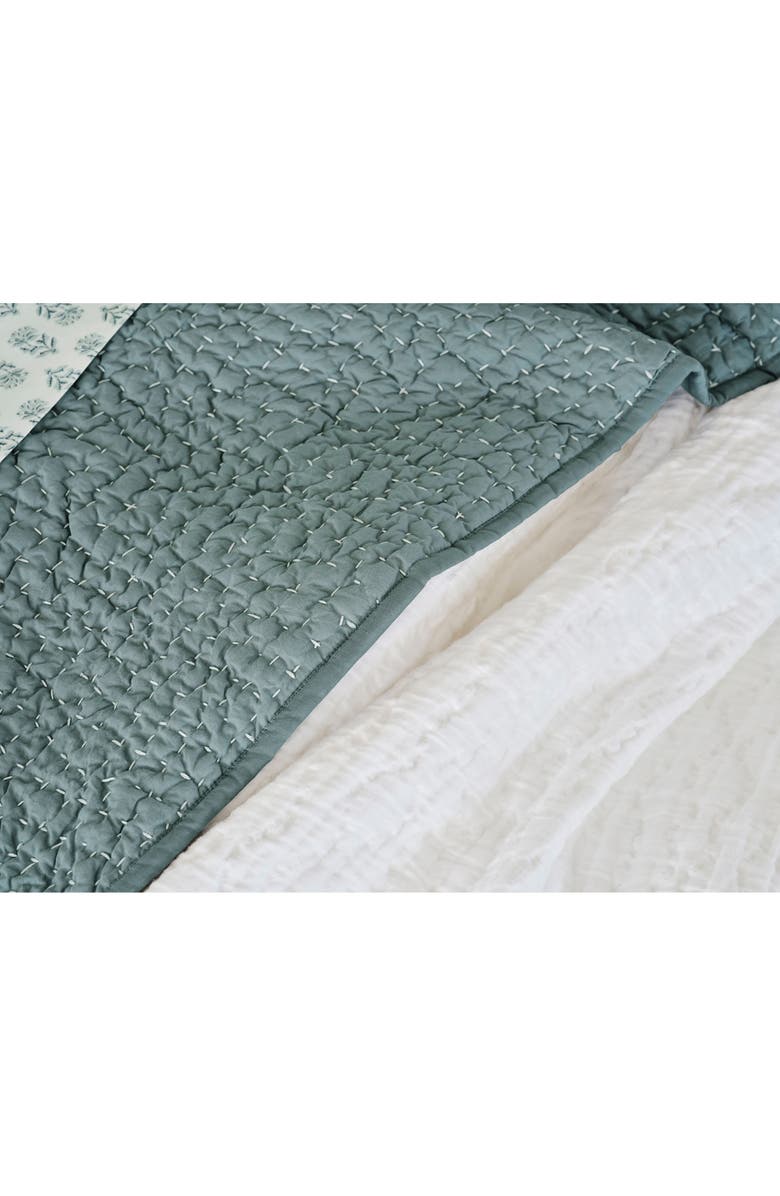 Coyuchi Pebbled Handstitched Organic Cotton Quilt, Alternate, color, Lagoon