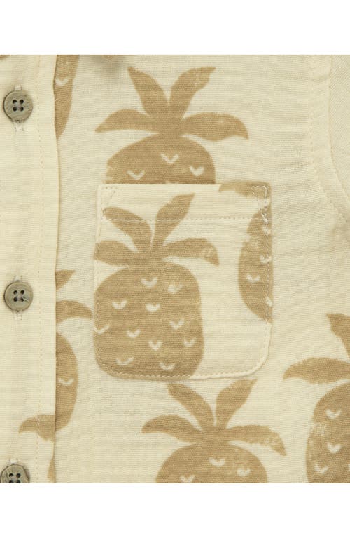 Little Me Pineapple Short Sleeve Button-up Shirt & Shorts Set