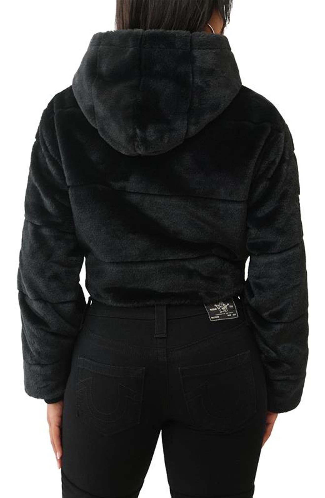 Front Zip Faux Fur Hooded Jacket - image 2