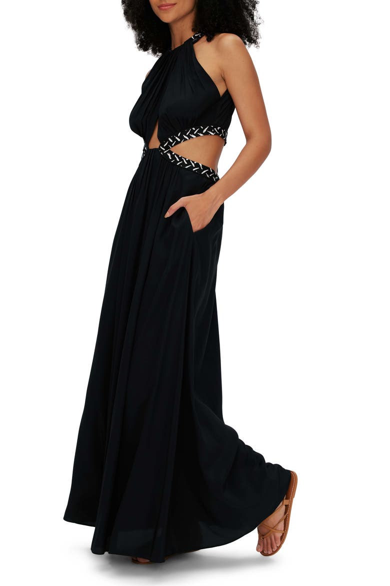Elizabeth Cutout Maxi Dress, Alternate, color, BLK/TIGRIS