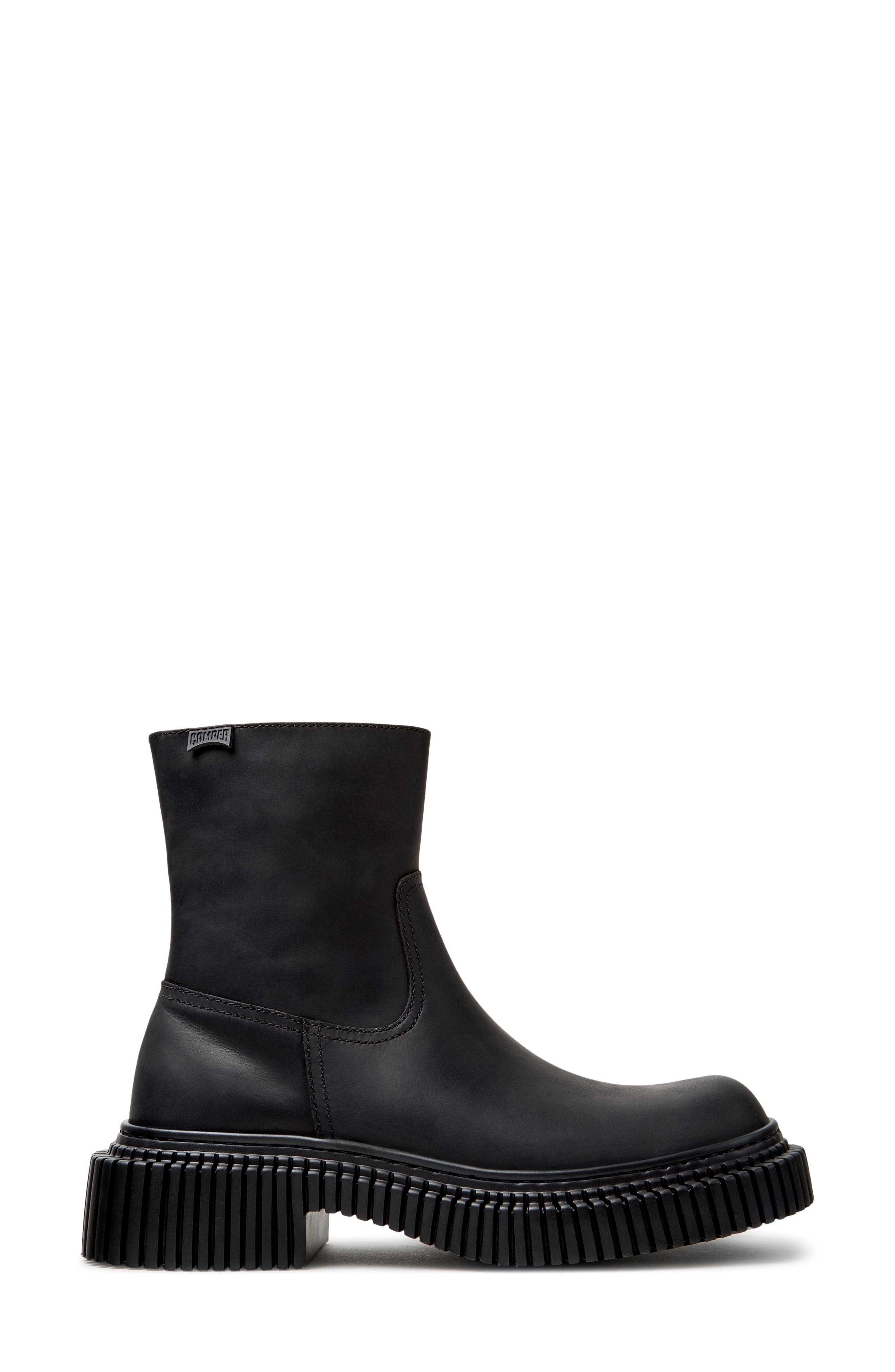 Pix Leather Zip Up Boot, Alternate, color, BLACK