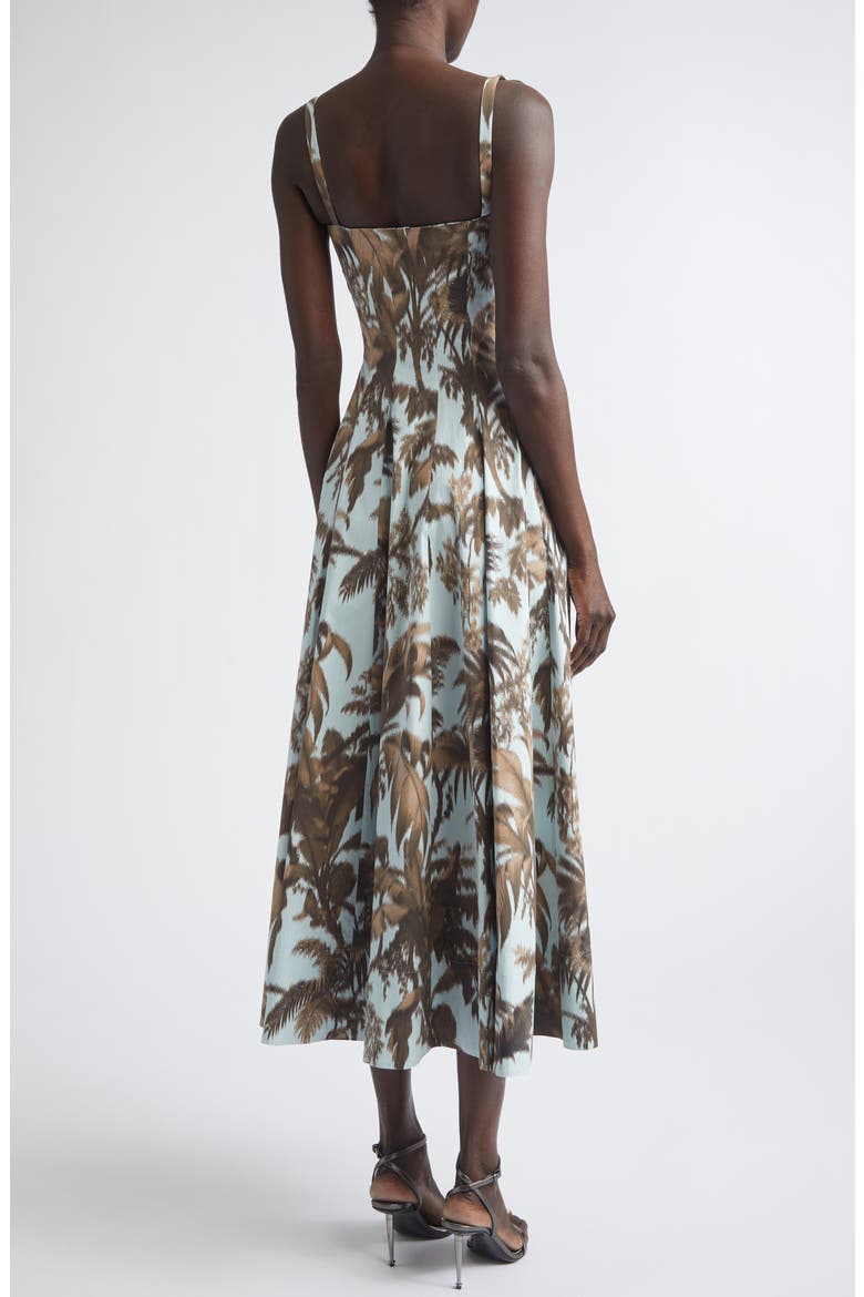 Chiné Palm Leaves Cotton Poplin Sundress, Alternate, color, BROWN/ SALTWATER