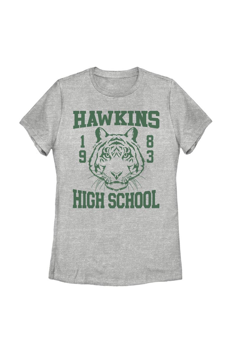 Stranger Things Women's Stranger Things Hawkins High School Tiger 1983  Graphic T-Shirt, Main, color, Athletic Heather