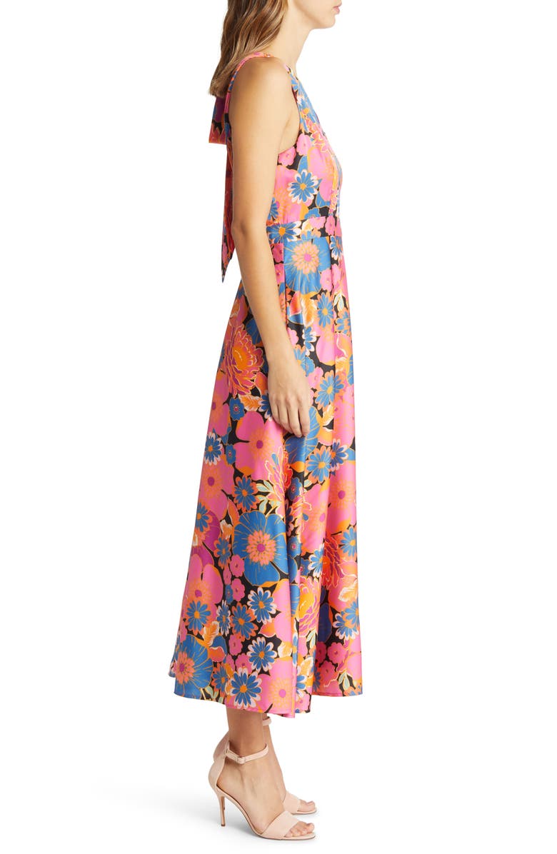 Tahari ASL Floral Sleeveless Matte Charmeuse Dress, Alternate, color,