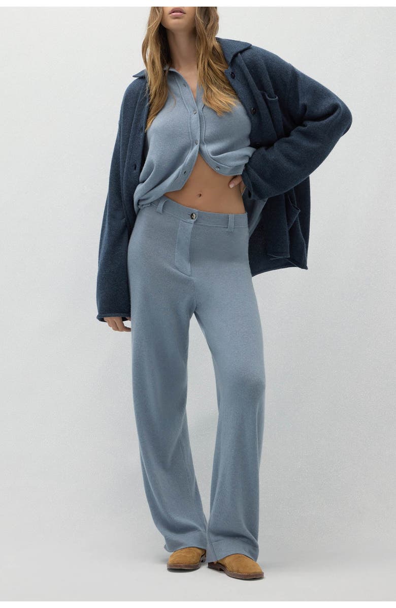 NAKED CASHMERE Naples Denim Cashmere Wide Leg Pants, Alternate, color, Stonewash