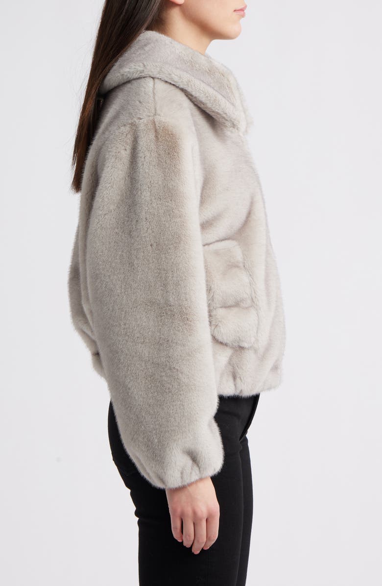 BCBGMAXAZRIA Channel Quilted Faux Fur Jacket, Alternate, color, Silver