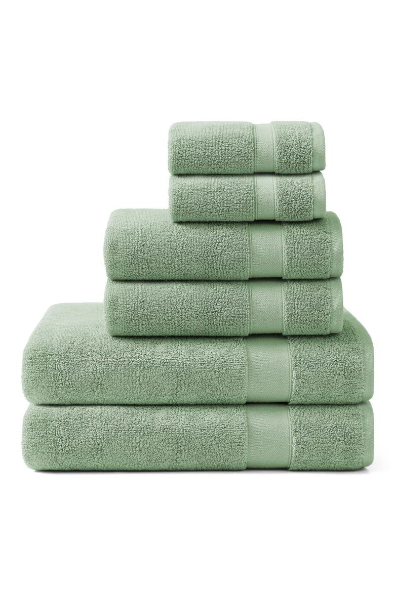 Pineapple Bay 6-Piece Towel Set, Main, color, LIGHT / MEDIUM GREEN