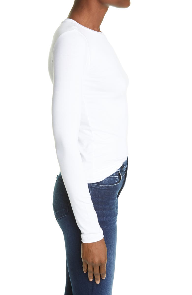 L'AGENCE Tess Long Sleeve Stretch Jersey Top, Alternate, color, White