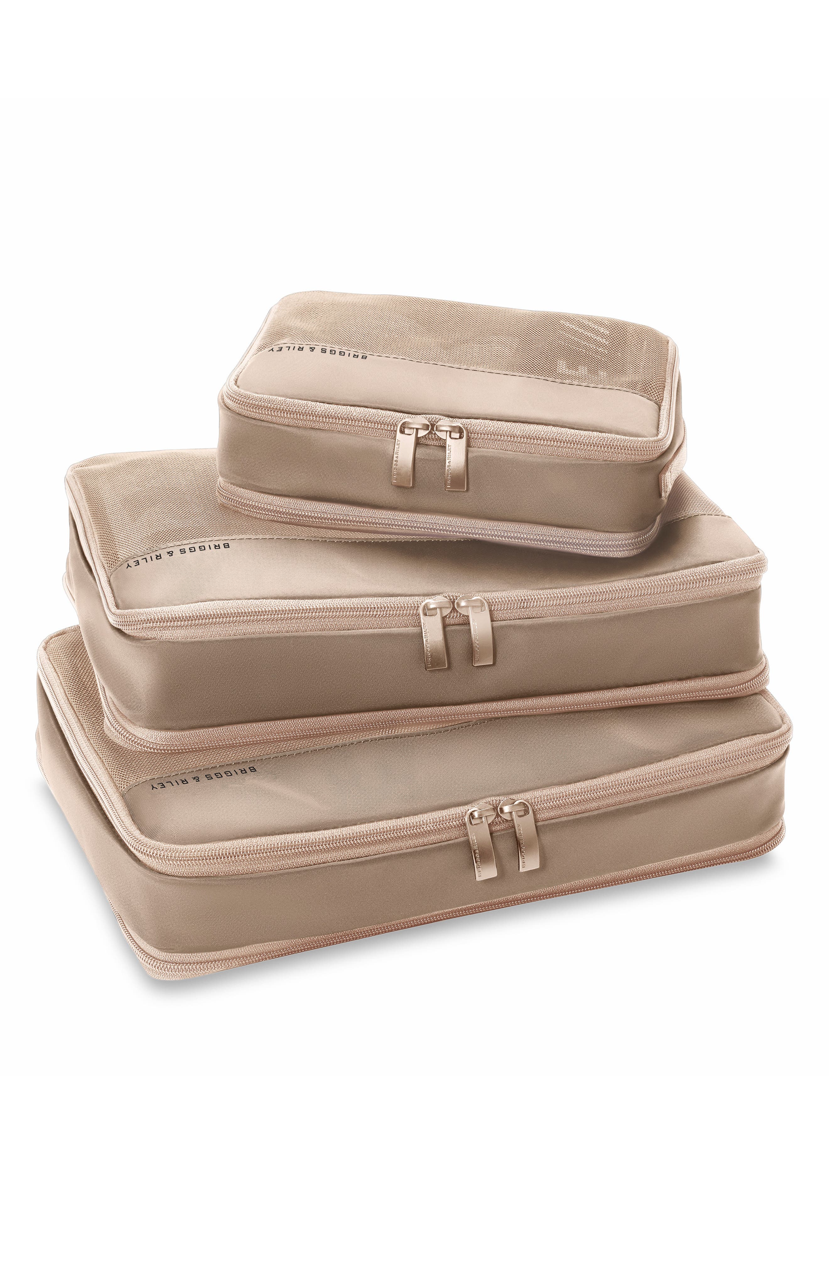 Briggs & Riley 3-Piece Carry-On Compression Packing Cubes, Alternate, color, Tan