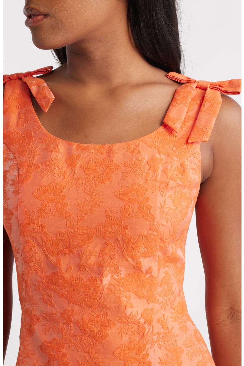 Neroli Bow Jacquard Minidress, Alternate, color, ORANGE