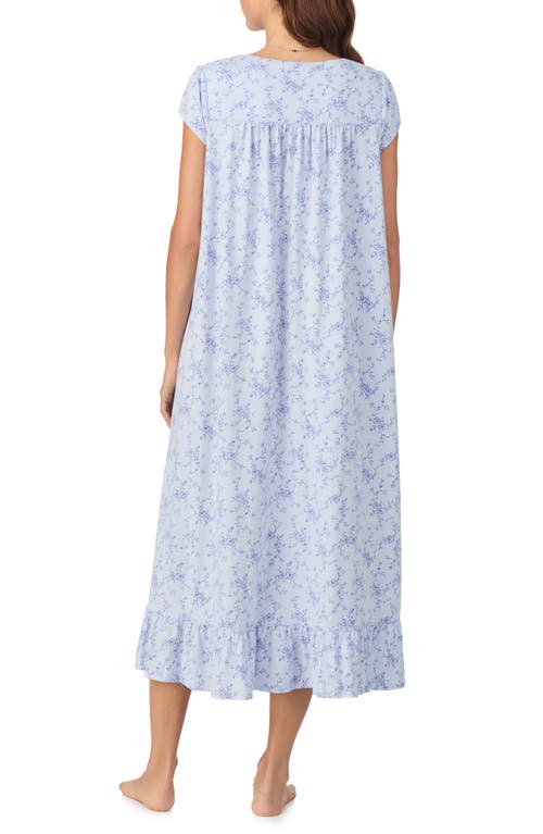 Eileen West Floral Cap Sleeve Nightgown In Blue