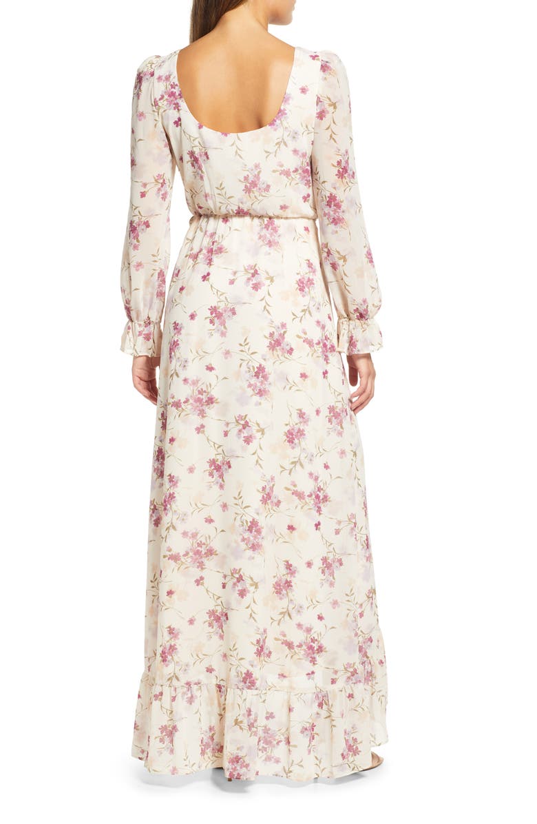 WAYF The Emery Faux Wrap Long Sleeve Floral Maxi Dress, Alternate, color,