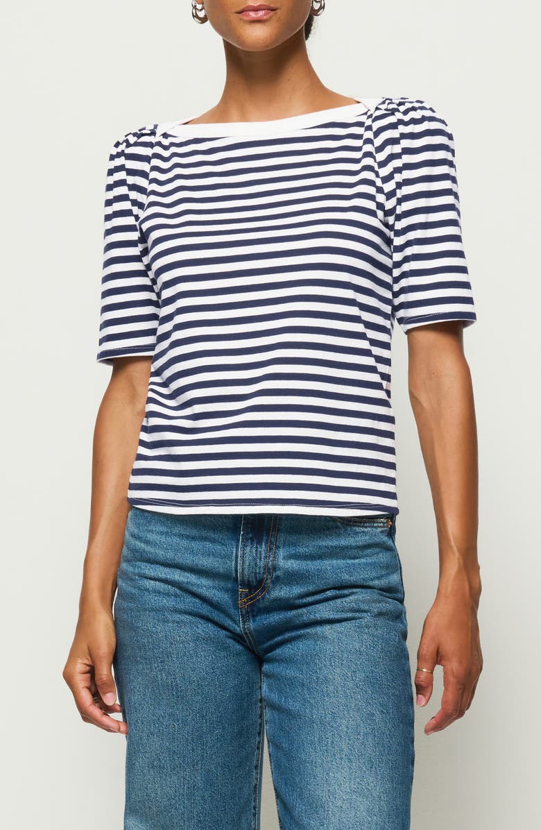 Nation LTD Deana Stripe Envelope Neck Organic Cotton T-Shirt, Main, color, Country Stripe