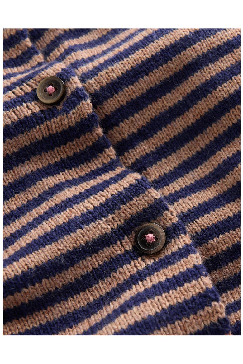 Kids' Pretty Peplum Cardigan, Alternate, color, CAMEL/ COLLEGE NAVY STRIPE