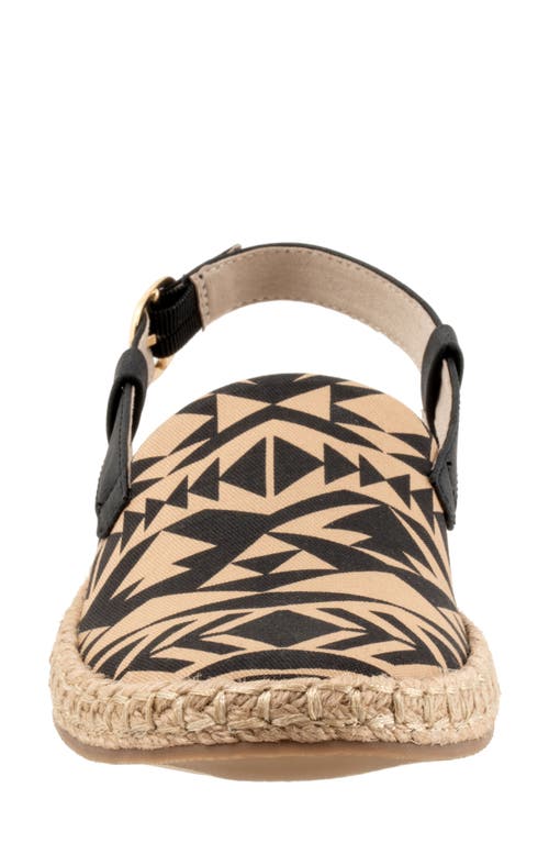 Trotters Paisley Slingback Espadrille Flat In Black/tan Textile