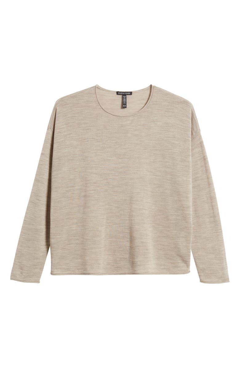 Eileen Fisher Crewneck Wool Sweater, Alternate, color, Dove