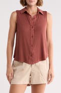 Bella Dahl Mixed Sleeveless Button Down Shirt