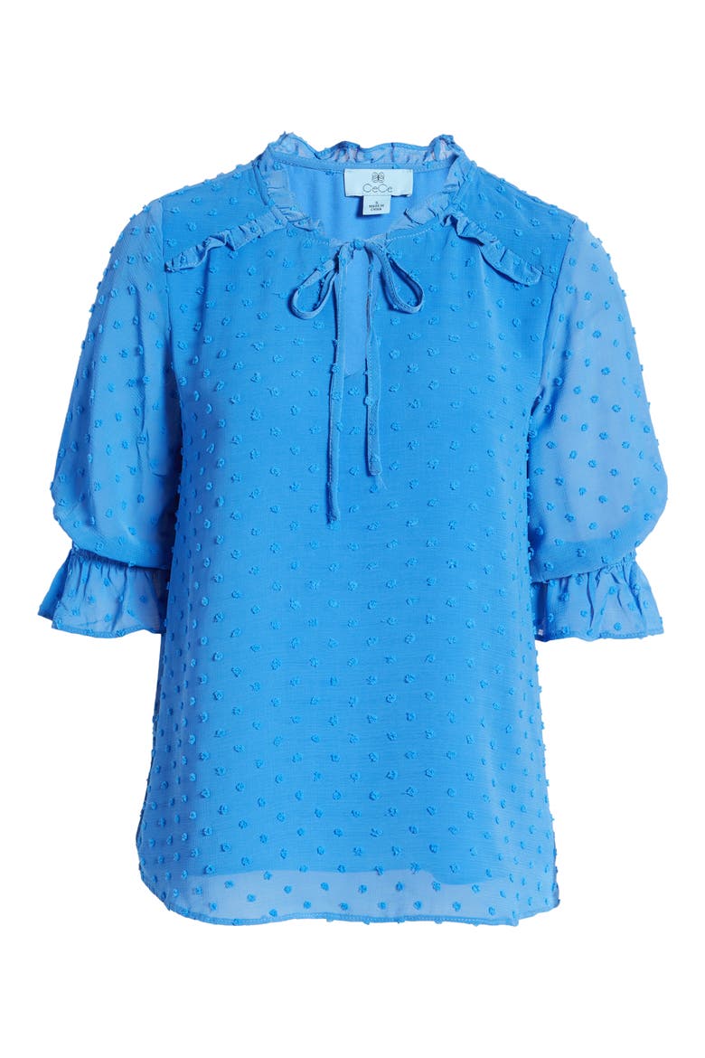 Clip Dot Tie Front Top, Alternate, color, BLUE