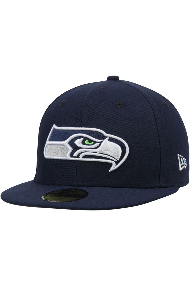 Men's New Era College Navy Seattle Seahawks Omaha 59FIFTY Fitted Hat, Main, color, NAVY