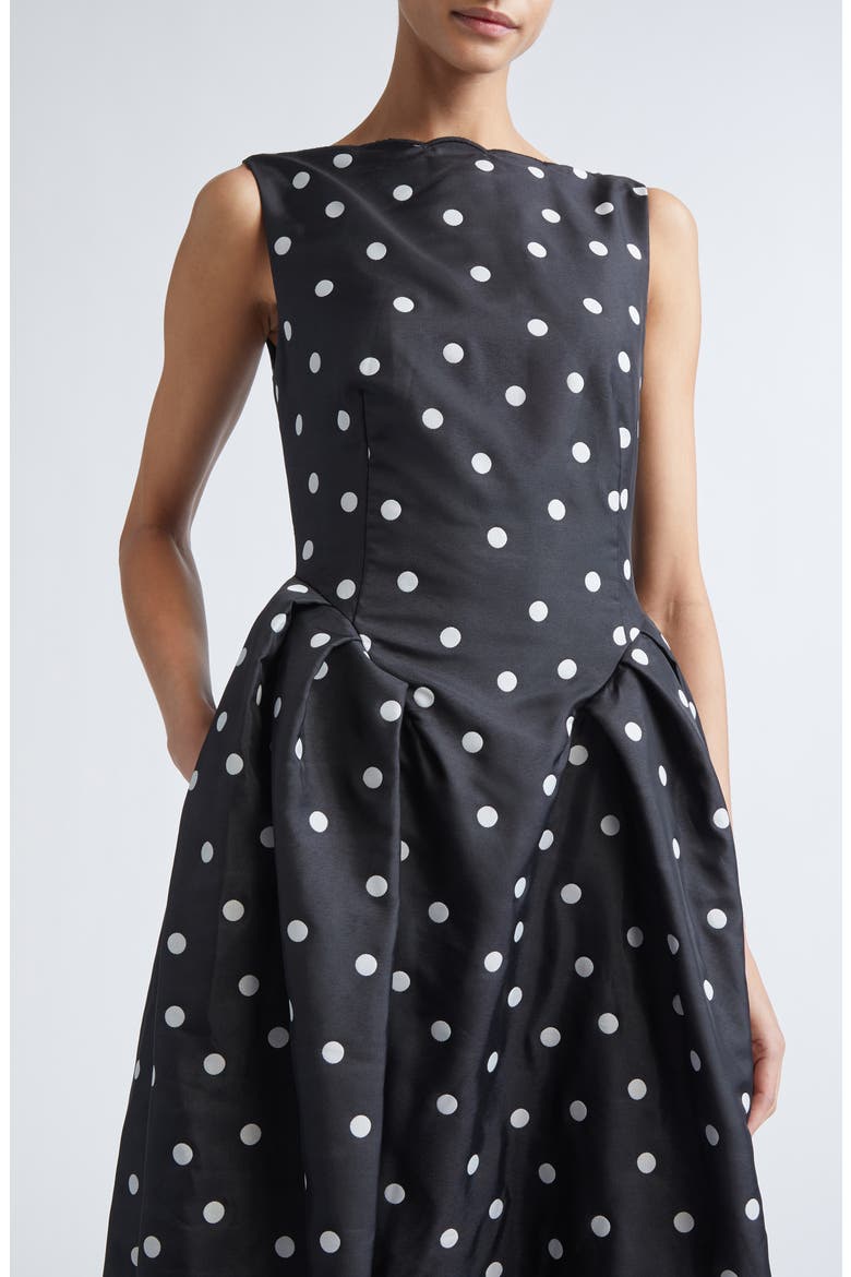 Polka Dot Sleeveless Midi Cocktail Dress, Alternate, color, QUILTED DOTS